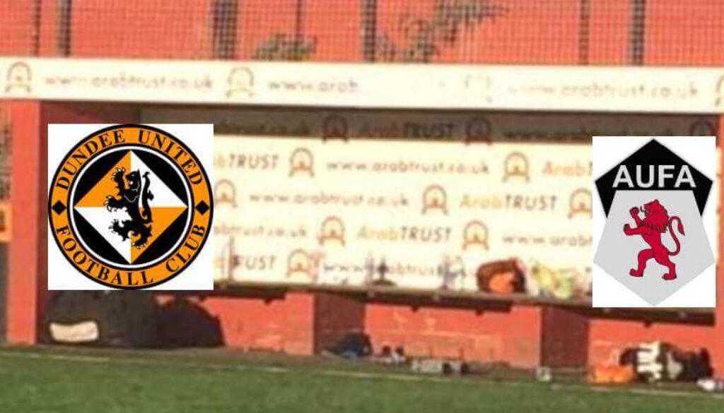 Dundee united dug out area with team logos